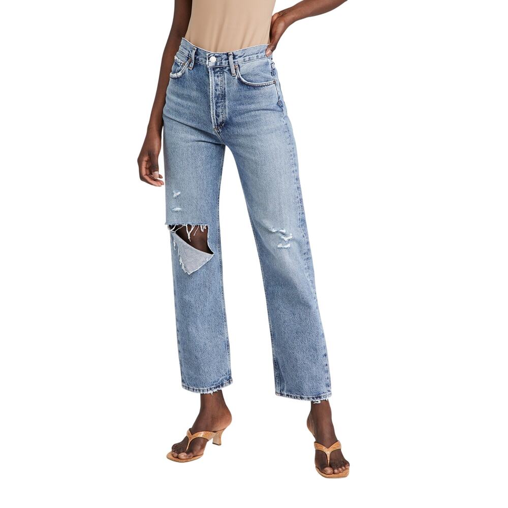 Agolde Distressed Lineup 90s Pinch Waist Denim Jeans Size 24